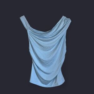 Princess Polly Baby Powder Light Blue Off The Shoulder Draping Top